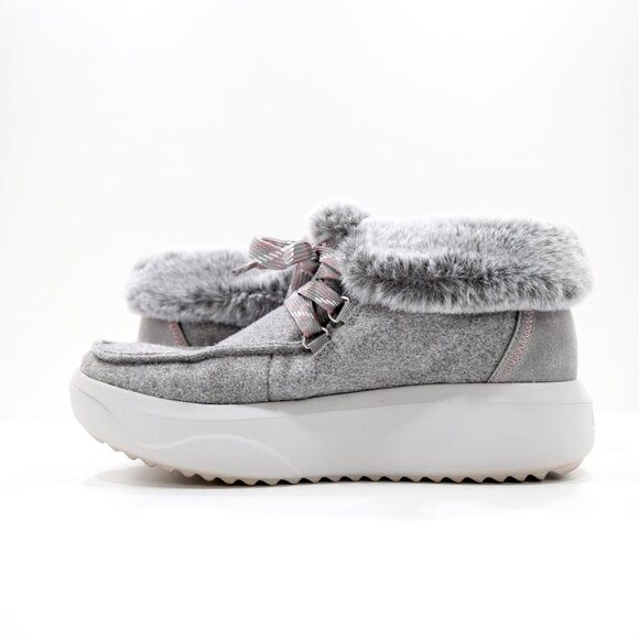 Skechers BOBS Skipper Wave Gray Suede Faux-Fur Lined Platform Booties - 7.5 - Picture 5 of 7